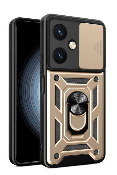 Vivo Y27 Kılıf Pars Lens Yüzüklü Silikon - Gold ürün görseli