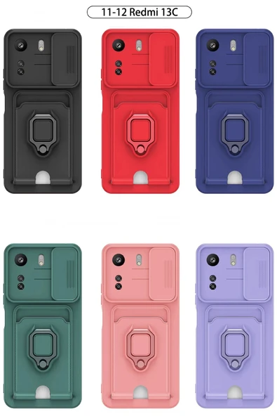 Xiaomi Redmi 13C Kılıf Zuma Kartvizitli Yüzüklü Silikon - Lacivert - Resim 5