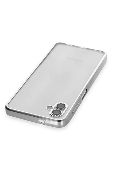 Samsung Galaxy A04 Kılıf Lensli Silikon - Gümüş - Resim 3