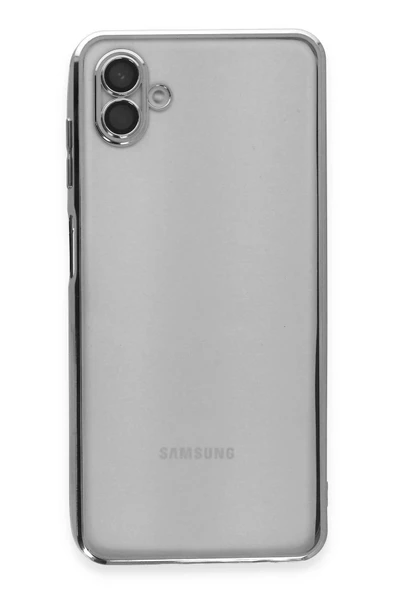 Samsung Galaxy A04 Kılıf Lensli Silikon - Gümüş - Resim 2