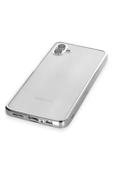 Samsung Galaxy A04 Kılıf Lensli Silikon - Gümüş - Resim 4