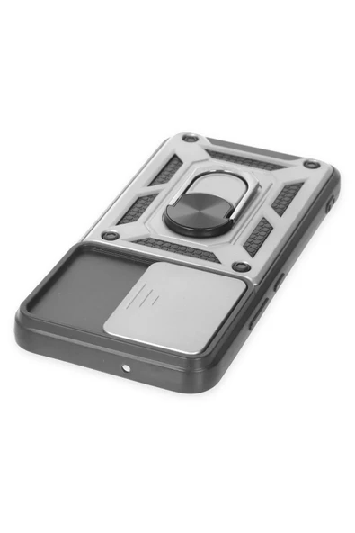 Samsung Galaxy S24 Kılıf Pars Lens Yüzüklü Silikon - Gümüş - Resim 4