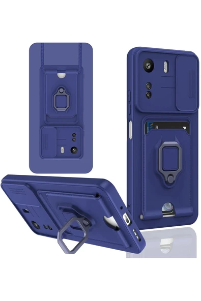 Xiaomi Redmi 13C Kılıf Zuma Kartvizitli Yüzüklü Silikon - Lacivert ürün görseli