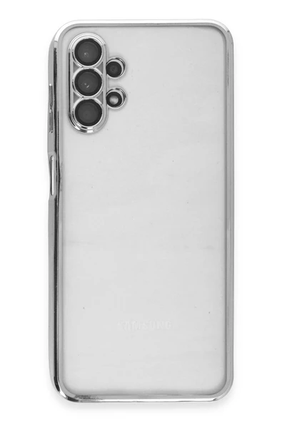 Samsung Galaxy A13 4G Kılıf Lensli Silikon - Gümüş - Resim 2