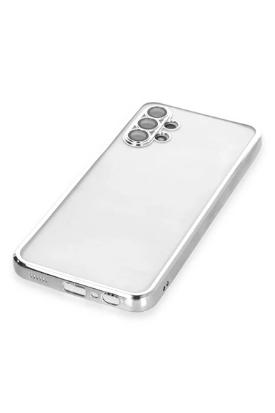 Samsung Galaxy A13 4G Kılıf Lensli Silikon - Gümüş - Resim 4