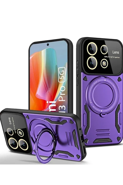 Xiaomi Redmi Note 13 Pro 4G Kılıf Joy Lens Standlı Kapak - Mor ürün görseli
