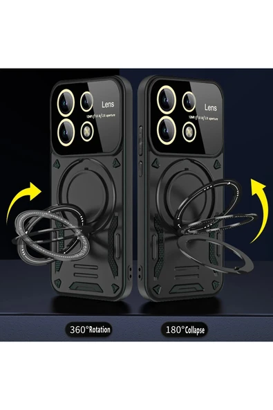 Xiaomi Redmi Note 13 Pro 4G Kılıf Joy Lens Standlı Kapak - Mor - Resim 2