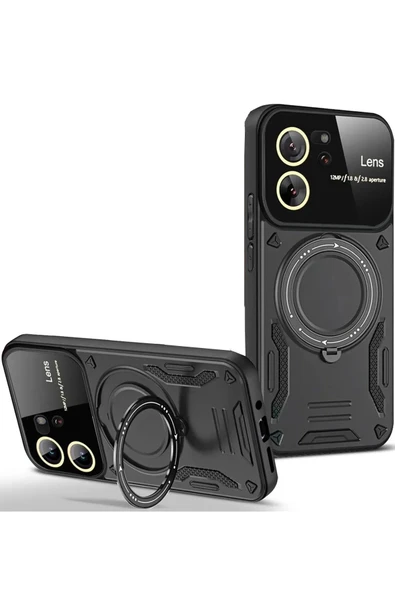 Xiaomi Mi 13T Pro Kılıf Joy Lens Standlı Kapak - Siyah ürün görseli