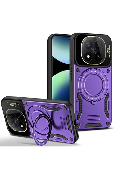 Xiaomi Redmi Note 14 Pro Plus Kılıf Joy Lens Standlı Kapak - Mor ürün görseli