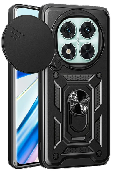 Xiaomi Redmi Note 14 Pro 5G Kılıf Pars Lens Yüzüklü Silikon - Siyah ürün görseli