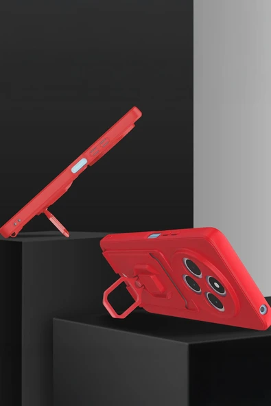 Xiaomi Redmi 14C Kılıf Zuma Kartvizitli Yüzüklü Silikon - Pembe - Resim 3