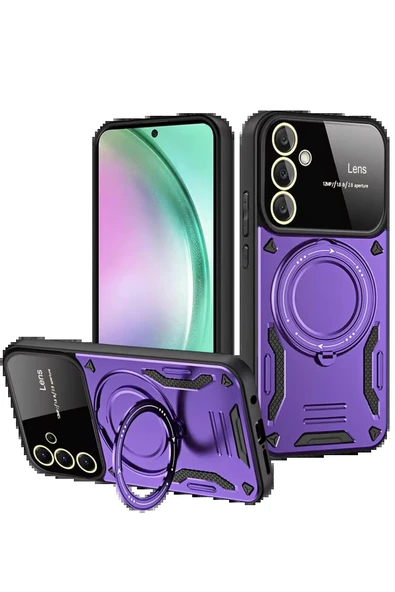 Samsung Galaxy S24 FE Kılıf Joy Lens Standlı Kapak - Mor ürün görseli