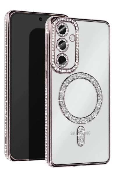 Samsung Galaxy S25 Kılıf Joke Simli Magneticsafe Kılıf - Gümüş ürün görseli