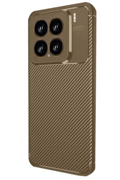 Xiaomi Mi 15 Kılıf Auto Focus Karbon Kapak - Kahverengi ürün görseli