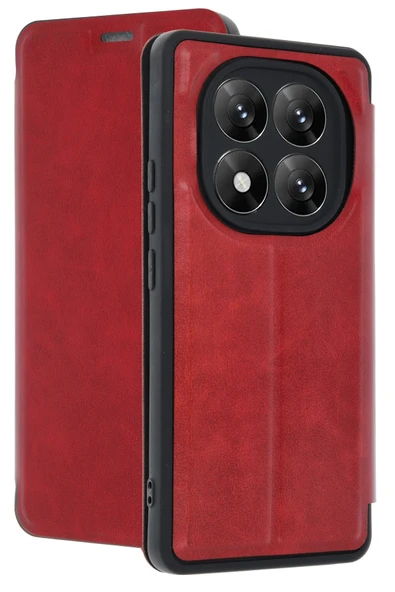 Xiaomi Redmi Note 14 Pro 5G Kılıf Flip Cover - Kırmızı - Resim 3