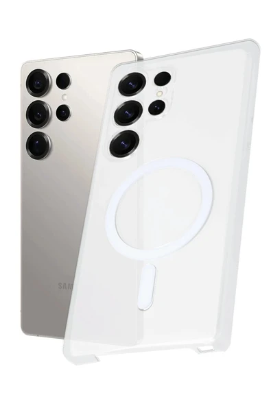 Samsung Galaxy S23 Ultra Kılıf PC Zara Magsafe Şeffaf Kılıf - Şeffaf ürün görseli