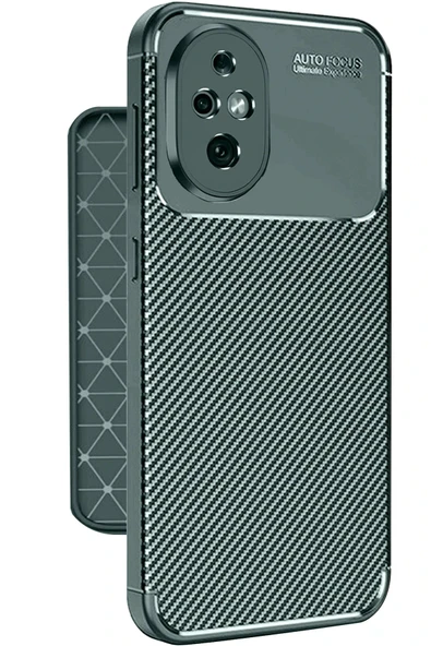 Honor 200 Kılıf Auto Focus Karbon Kapak - Koyu Yeşil - Resim 2