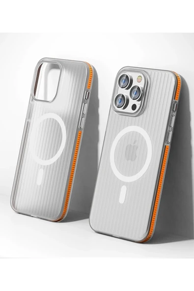iPhone 16 Pro Line Magsafe Kapak - Turuncu - Resim 2