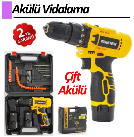RBT - C12-2S 2 Vites 12V-1,3Ah 28 Parça Çift Akü Vidalama Matkap - 1