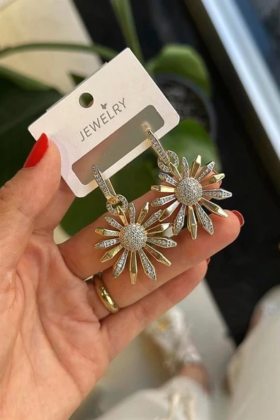 LitaeTrend Çiçek Küpe - Altın - Resim 2