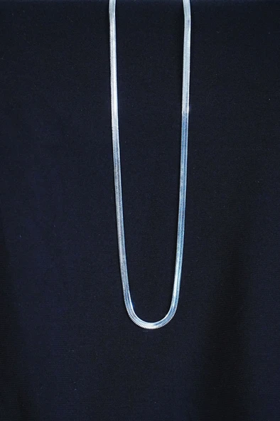 İtalyan Çelik Kolye 45cm 4mm Paslanmaz Gümüş - 1