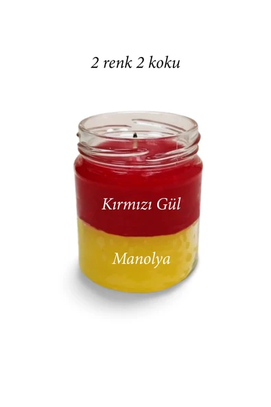 LitaeTrend Premium Seri 2 Renk 2 Koku Sarı Kırmızı Beş Yıldız Kavanoz Mum 210 cc - RYL - Resim 2