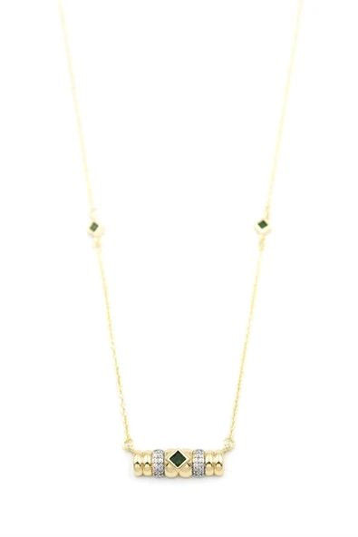 LitaeTrend Taşlı Kolye - Yeşil - Resim 2