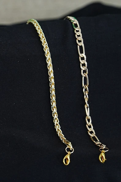 Kombin Bileklik Gold Renk Şavin ve Burgu Model - 1