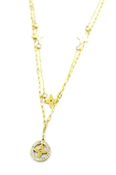 LitaeTrend Vc Yonca Kolye - Altın - Resim 2