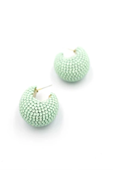 LitaeTrend Taşlı Halka Küpe - Yeşil ürün görseli 1