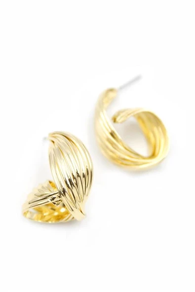 LitaeTrend Metal Kıvrımlı Küpe - Altın ürün görseli 1