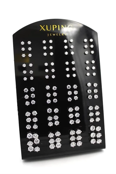 LitaeTrend 60'lı Zirkon Altıgen Tektaş Küpe - Gümüş - Resim 2