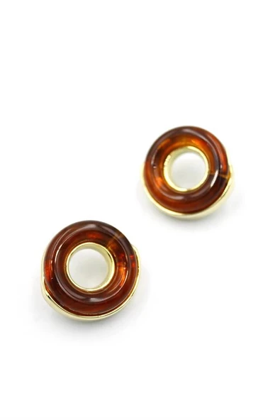 LitaeTrend Halka Küpe - Kahverengi - Resim 2