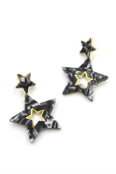 LitaeTrend Yıldız Küpe - Siyah - Resim 2