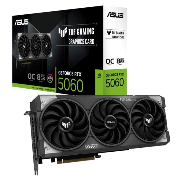ASUS GEFORCE TUF-RTX5060-O8G-GAMING 8GB GDDR7 128BIT 1XHDMI 2XDP EKRAN KARTI ürün görseli 1