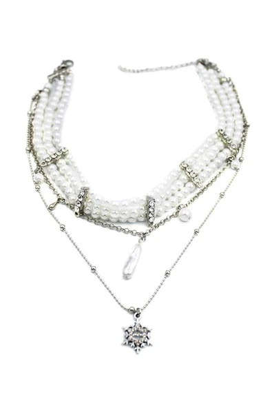 LitaeTrend İnci Tasma Kolye - Gümüş - Resim 2