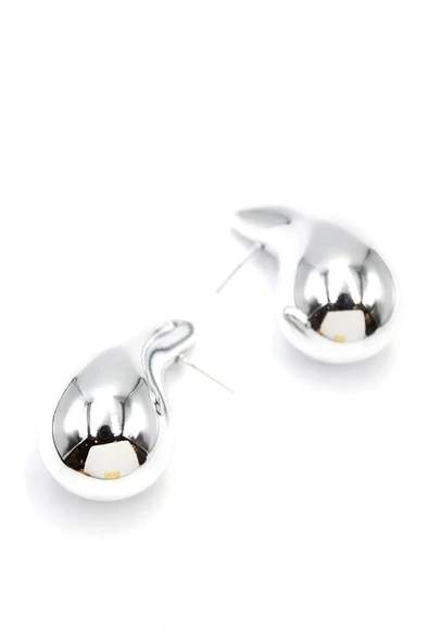 LitaeTrend Büyük Boy Damla Küpe - Gümüş - 2