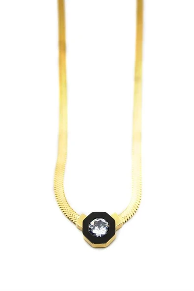 LitaeTrend Çağla İtalyan Zincir Çelik Kolye - Altın ürün görseli 1