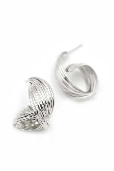 LitaeTrend Metal Kıvrımlı Küpe - Gümüş ürün görseli 1