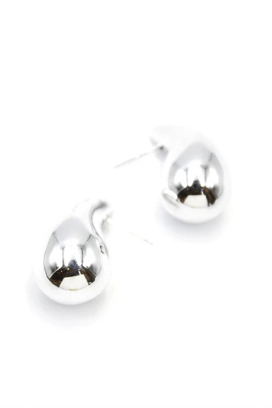 LitaeTrend Orta Boy Damla Küpe - Gümüş - Resim 2