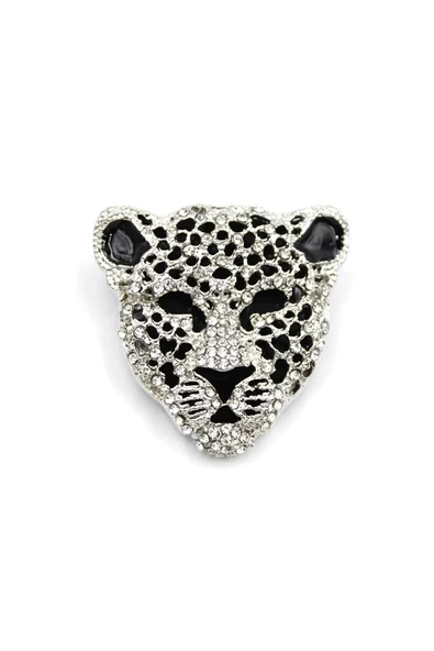 LitaeTrend Leopar Broş - Gümüş - 1