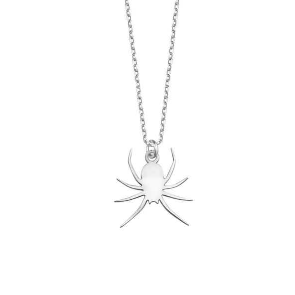 14 Ayar Altın Mikron Kaplama Örümcek Gümüş Kolye - CN00467 - Resim 7