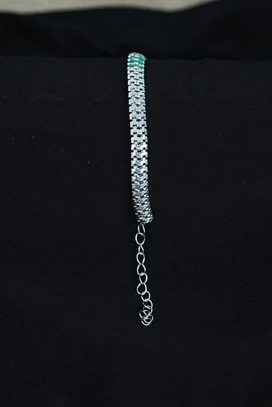 Unisex Tırtıl Model Gümüş Renk Künye Bileklik - Resim 2