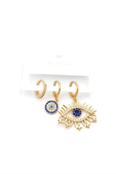 LitaeTrend 3'lü Xuping Göz Küpe - Altın - Resim 2