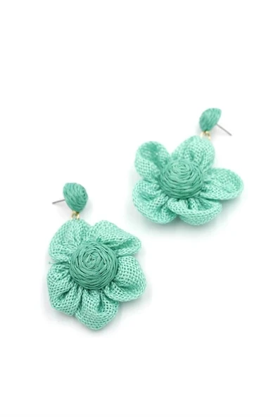 LitaeTrend Papatya Hasır Küpe - Turkuaz ürün görseli 1