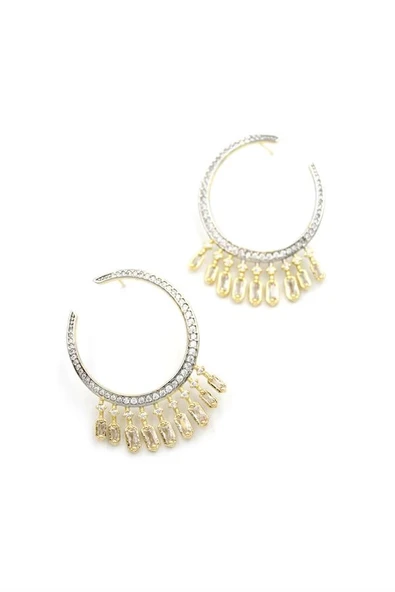 LitaeTrend Taşlı Küpe - Altın - Resim 2