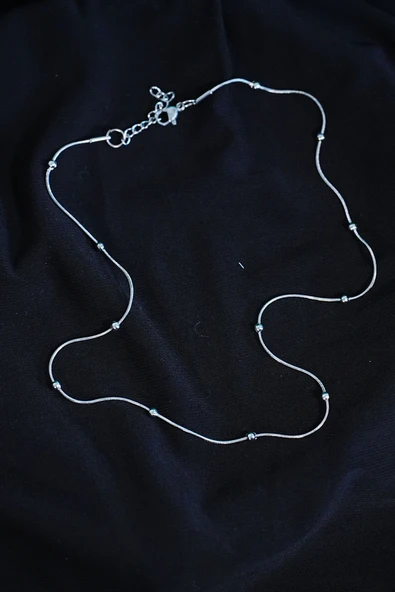 Çelik Kolye Dorika Model Zincir Gümüş Renk - Resim 2