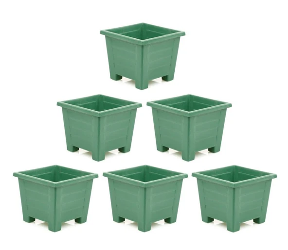 Omnipazar  SY-5848 Dekoratif Plastik Kare Ayaklı Saksı 30 lt Yeşil 6 Adet ürün görseli