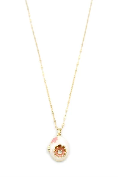 LitaeTrend Kapaklı Çiçek Kolye - Altın - Resim 2