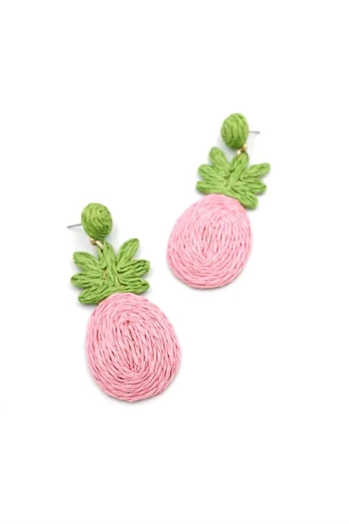 LitaeTrend Ananas Hasır Küpe - Pembe ürün görseli 1